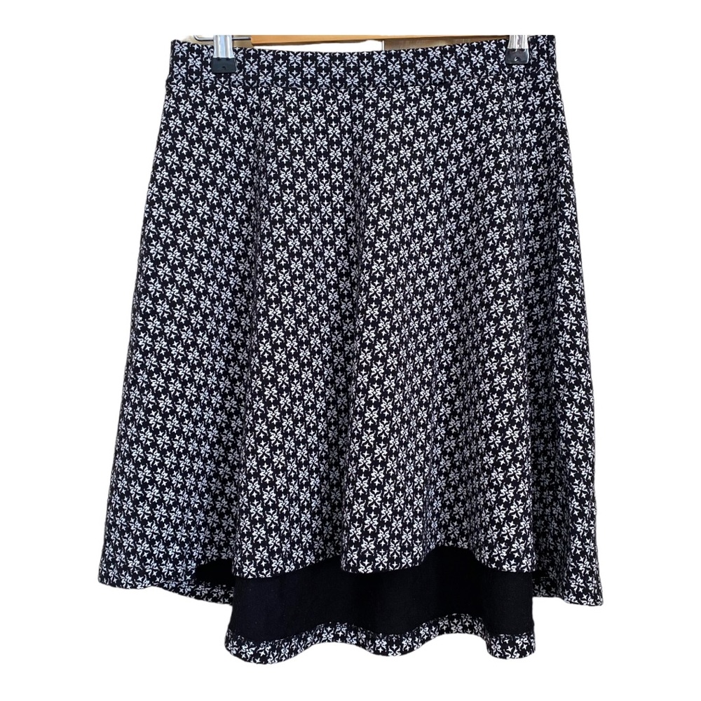 Caslon® High/Low Black/White Print Pull-on Knit Skirt S